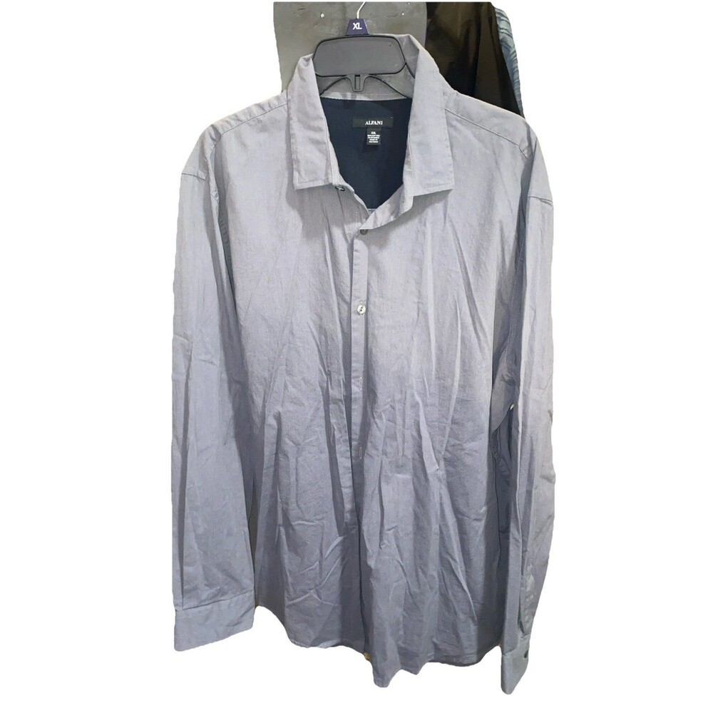 Alfani Men's XXL Cotton Dress Shirt Long Sleeve Button Down Gray